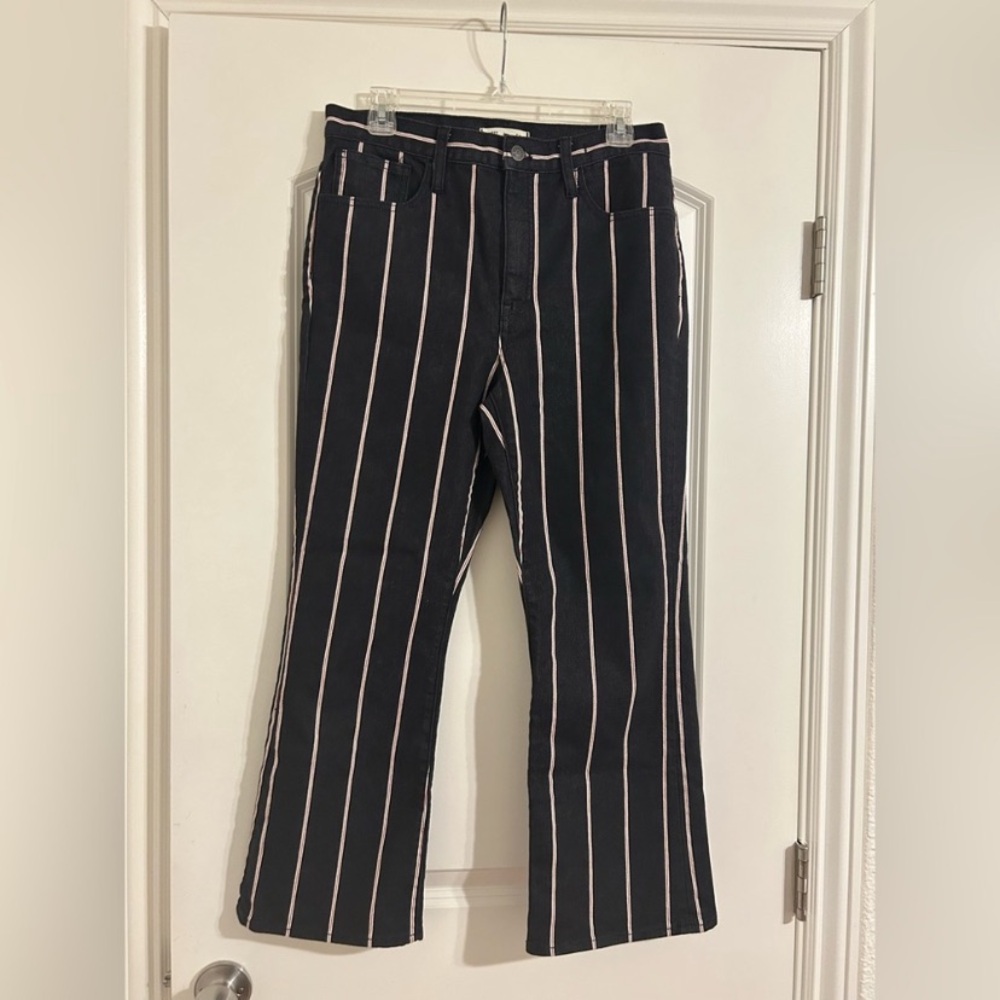 Madewell Cali Demi-Boot Jeans in Elsie Stripe high
rise black denim flare Sz 29 - Picture 7 of 15